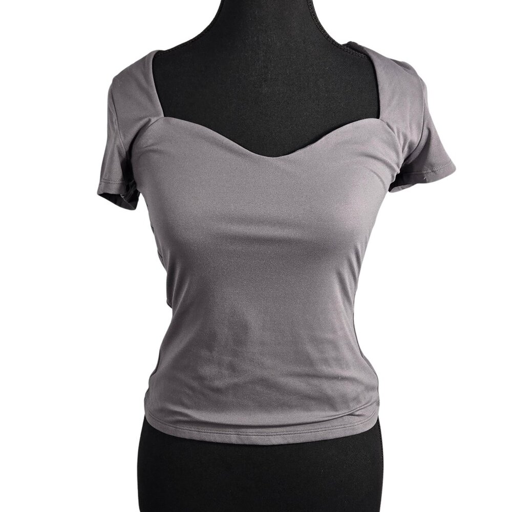 NWT | Qinsen Sweetheart Neck Top | Sculpting Fit & Comfort | Slate Gray | Large